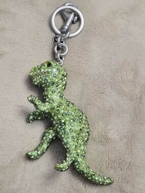 XL COACH Green Crystal Dinosaur Keychain